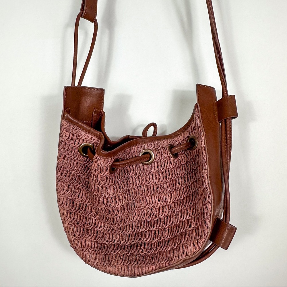 Free People Cabana Brown Vegan Leather Cinched Crossbody Purse - Picture 6 of 8